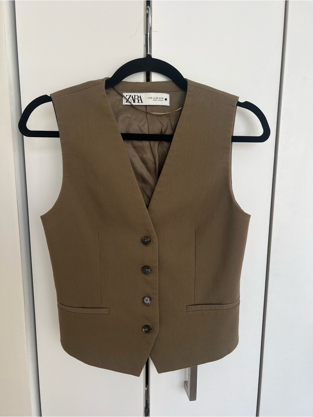 Zara Tailored Olive Button Down Vest